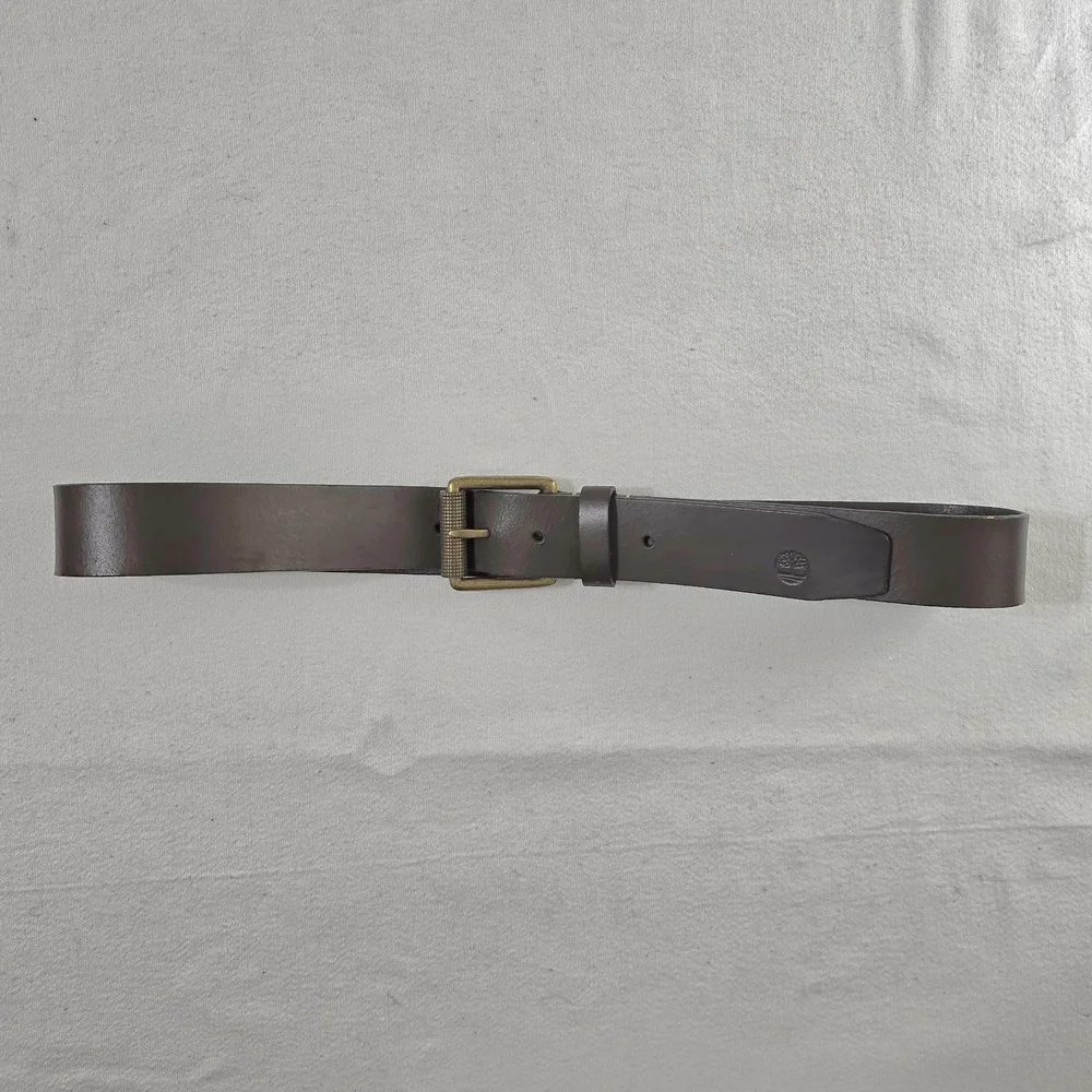 Timberland Dark Brown Genuine Leather Belt Roller Buckle Wide Keeper Size 36 - Picture 13 of 16